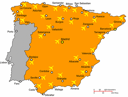 Flights from the UK to Spain and flights from Spain to the UK